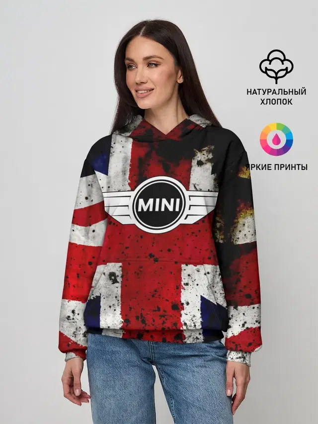 Женское худи с принтом «BMW — Mini Cooper»