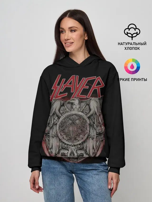 Женское худи с принтом «Slayer — СЛЭЙЕР»