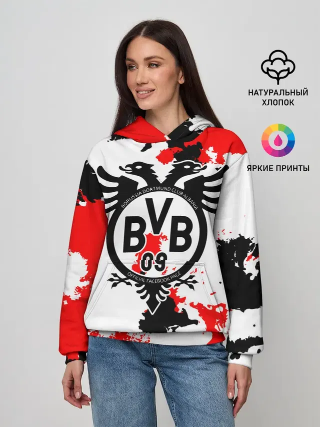 Женское худи с принтом «Double-headed eagle — FC Borussia»