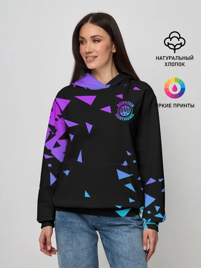 Женское худи с принтом «Geometric pattern — FC Borussia»