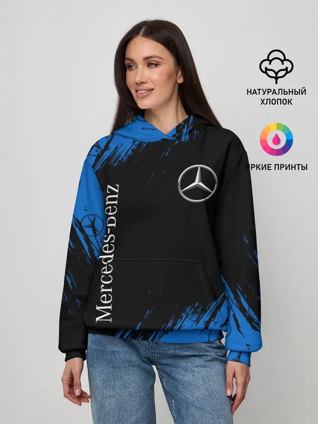 Женское худи с принтом «Merсedes — MERCEDES — МЕРСЕДЕС»