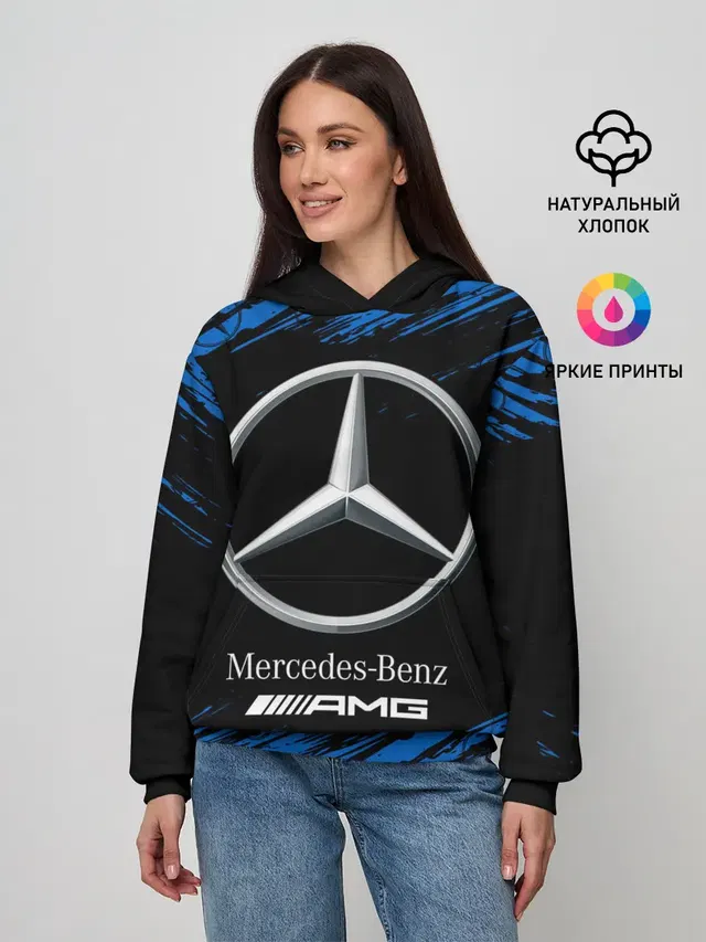 Женское худи с принтом «Merсedes — MERCEDES — МЕРСЕДЕС»
