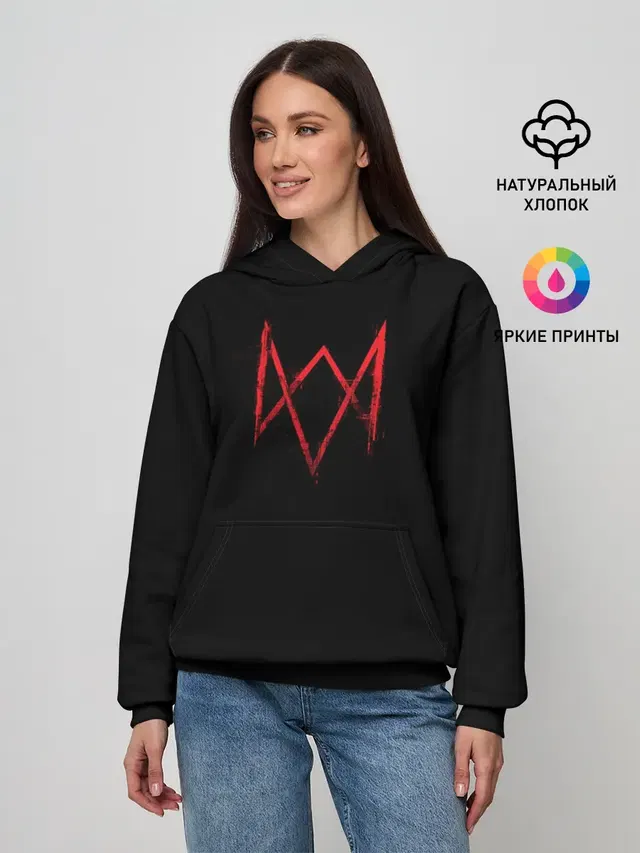 Женское худи с принтом «distorted logo — Watch Dogs Legion»