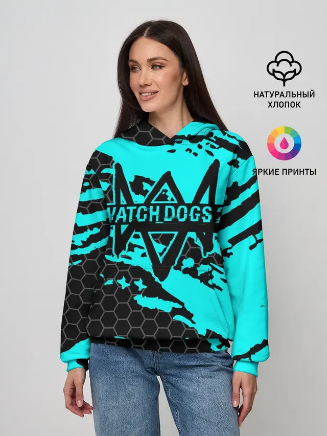Женское худи с принтом «DedSec logo — WATCH DOGS»