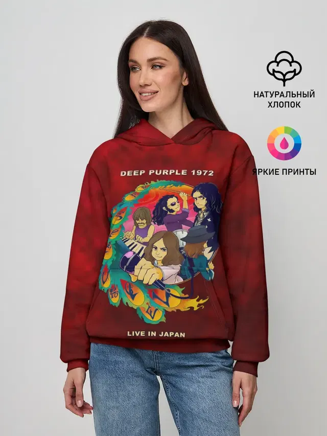 Женское худи с принтом «Deep Purple 1972»