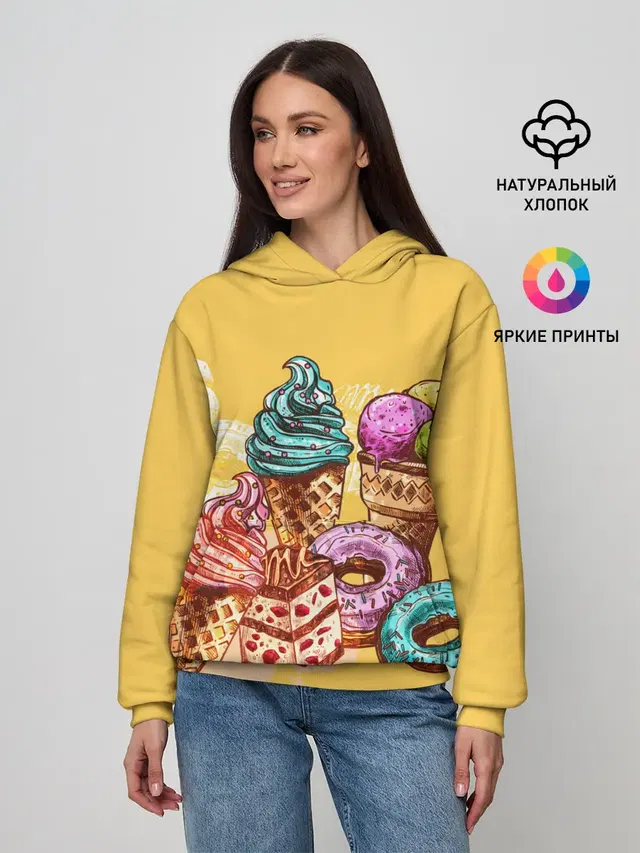 Женское худи с принтом «Еда — Candy»