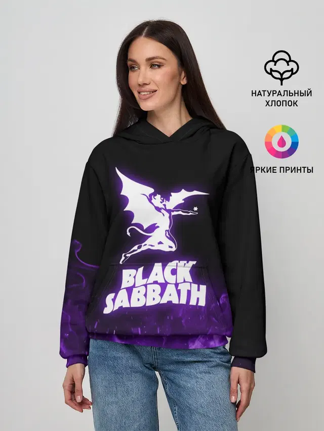 Женское худи с принтом «Black Sabbath — Black Sabbath NEON»