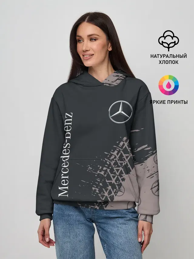 Женское худи с принтом «Merсedes — MERCEDES — МЕРСЕДЕС»