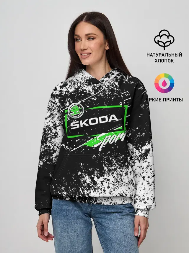Женское худи с принтом «Skoda — SKODA SPORT»