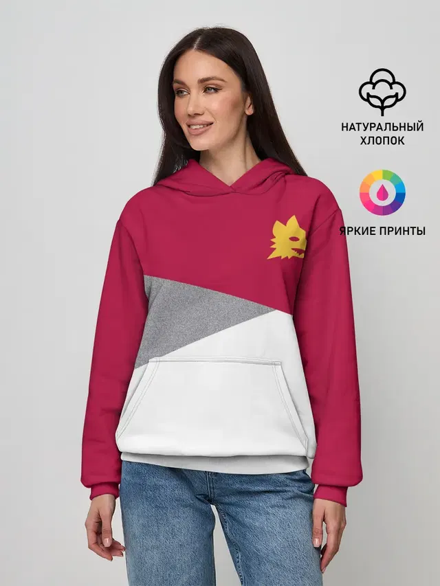 Женское худи с принтом «Roma — AS Roma — Red Design 21/22»