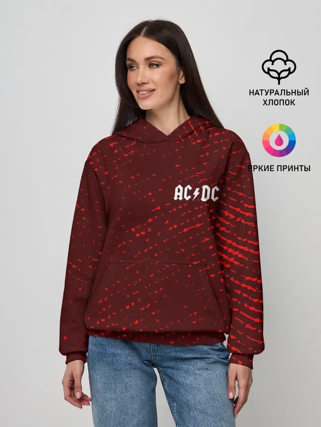 Женское худи с принтом «AC/DC — AC DС»