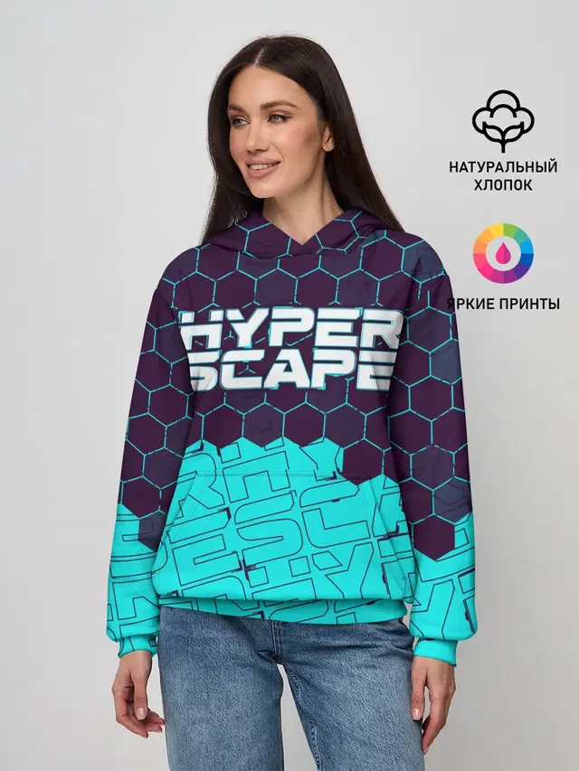Женское худи с принтом «Разные игры — HYPER SCAPE — ХАЙПЕР СКЕЙП»