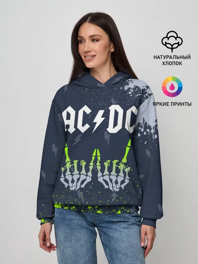 Женское худи с принтом «AC/DC — AC DС»