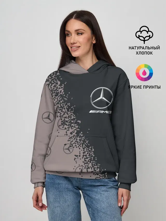 Женское худи с принтом «Merсedes — MERCEDES — МЕРСЕДЕС»