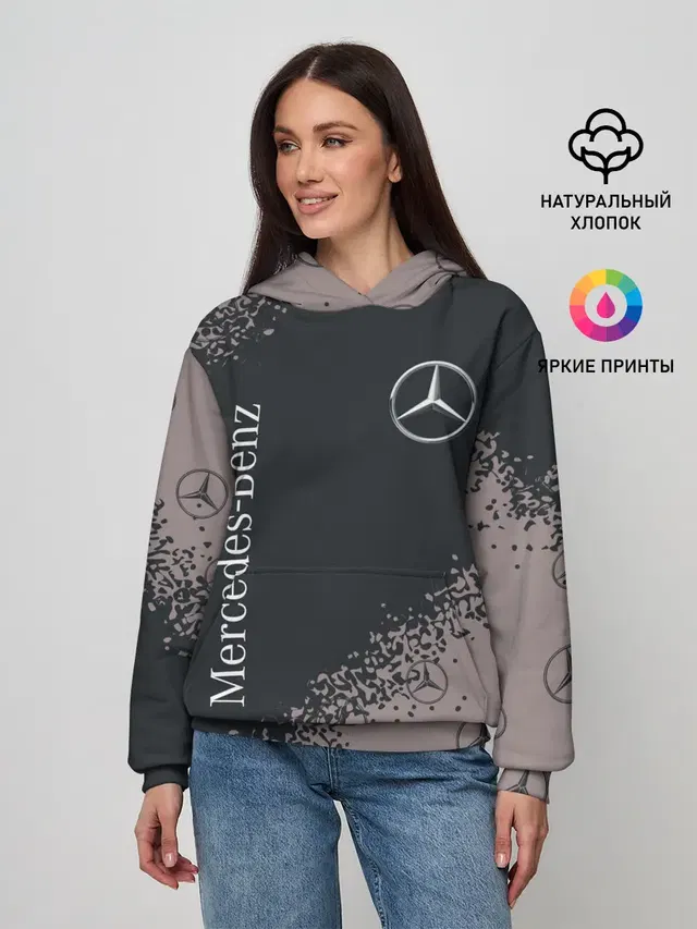 Женское худи с принтом «Merсedes — MERCEDES — МЕРСЕДЕС»