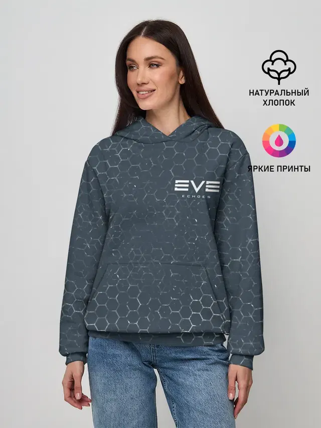 Женское худи с принтом «EVE online — EVE ECHOES — ИВ ЭХО»