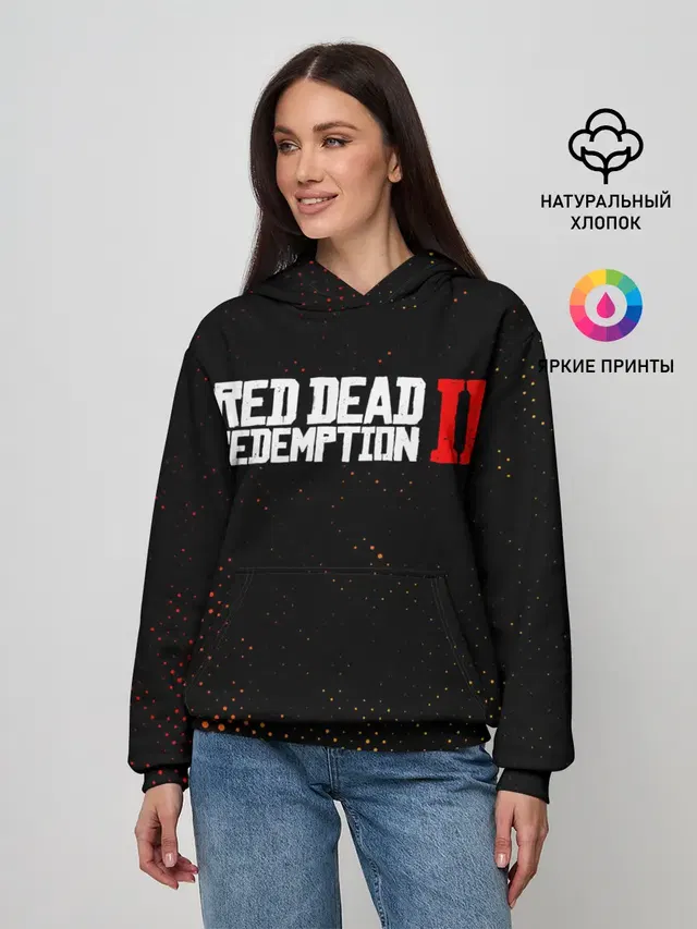 Женское худи с принтом «Halftone — RED DEAD REDEMPTION 2»