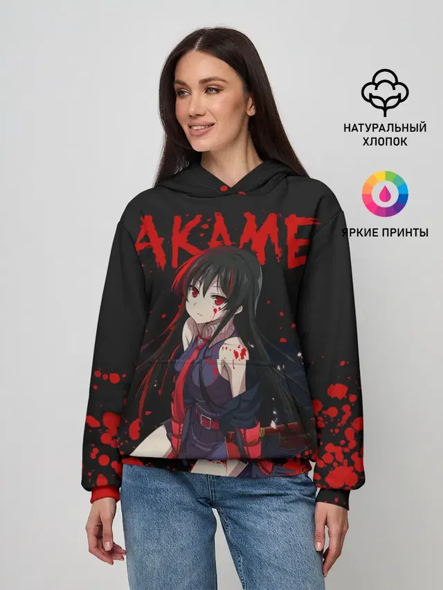 Убийца Акаме на черно-красно фоне