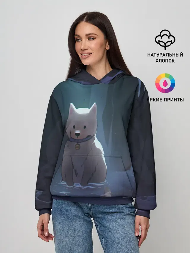 Одинокий пес в озере слез