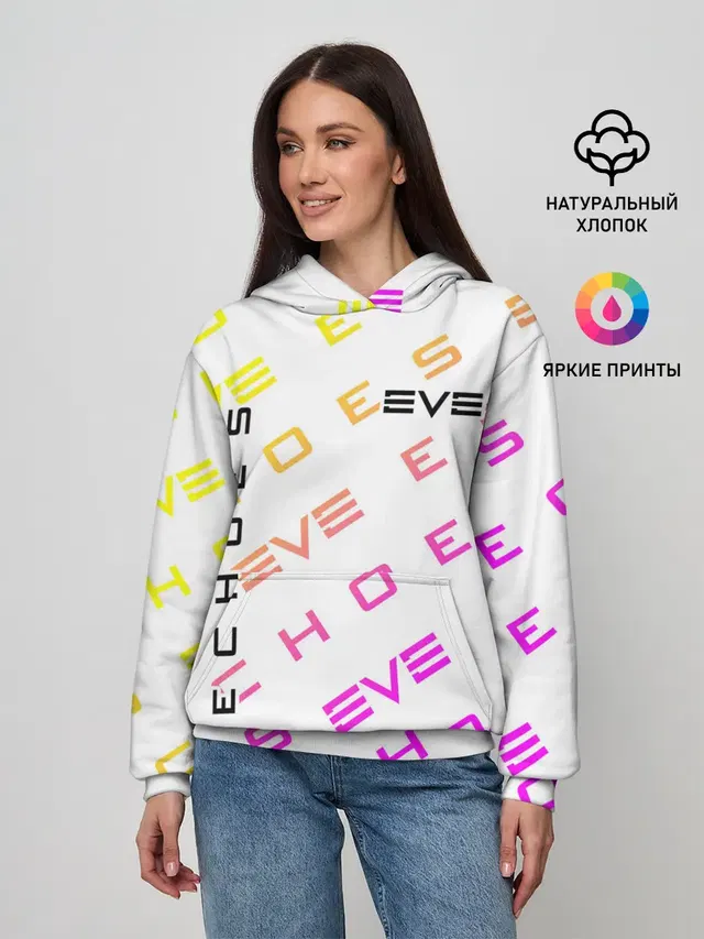 Женское худи с принтом «EVE online — EVE ECHOES — ИВ ЭХО»