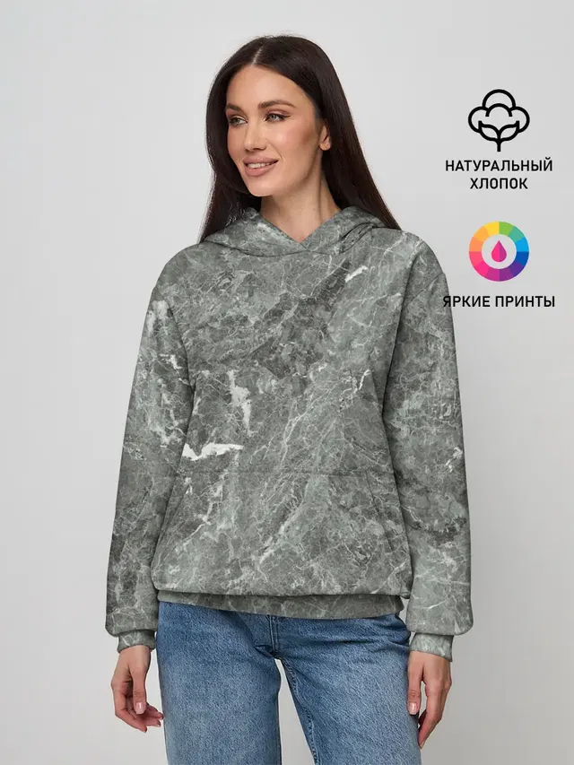 Женское худи с принтом «Текстуры — Grey»