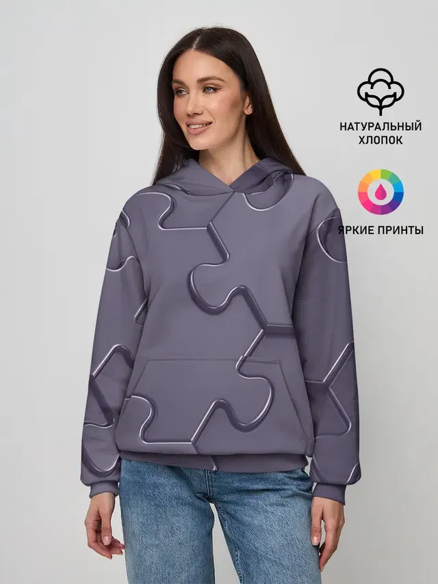 Женское худи с принтом «Популярные — Puzzles»