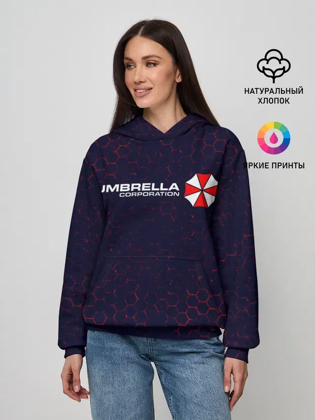 Женское худи с принтом «Umbrella Corp Амбрелла»