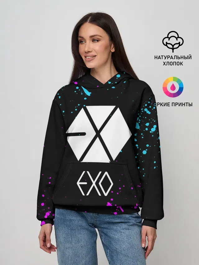 Женское худи с принтом «Exo — EXO BAND.»
