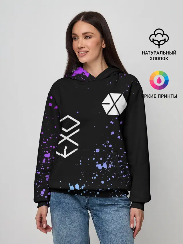 Женское худи с принтом «Exo — EXO BAND.»