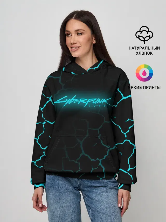 Женское худи с принтом «Cyberpunk 2077»