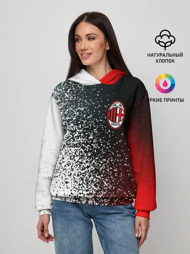 Женское худи с принтом «Disintegration effect — AC MILAN»
