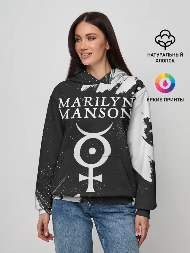 Женское худи с принтом «Mercury symbol — М. МЭНСОН»