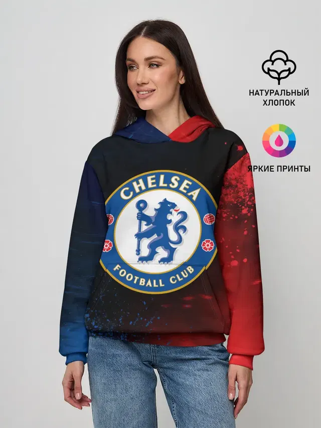 Женское худи с принтом «Chelsea F C Челси — CHELSEA F.C.»