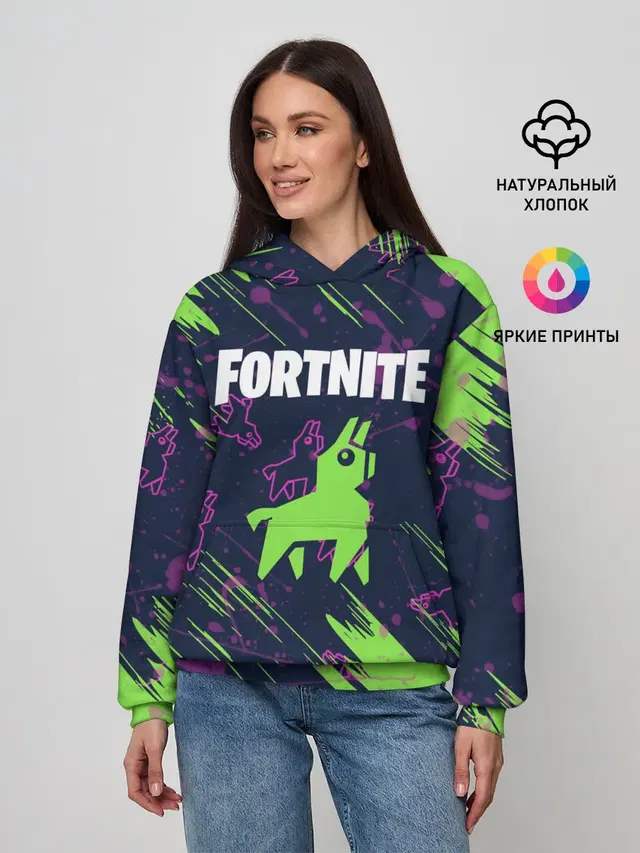 Женское худи с принтом «Фортнайт — FORTNITE LAMA.»