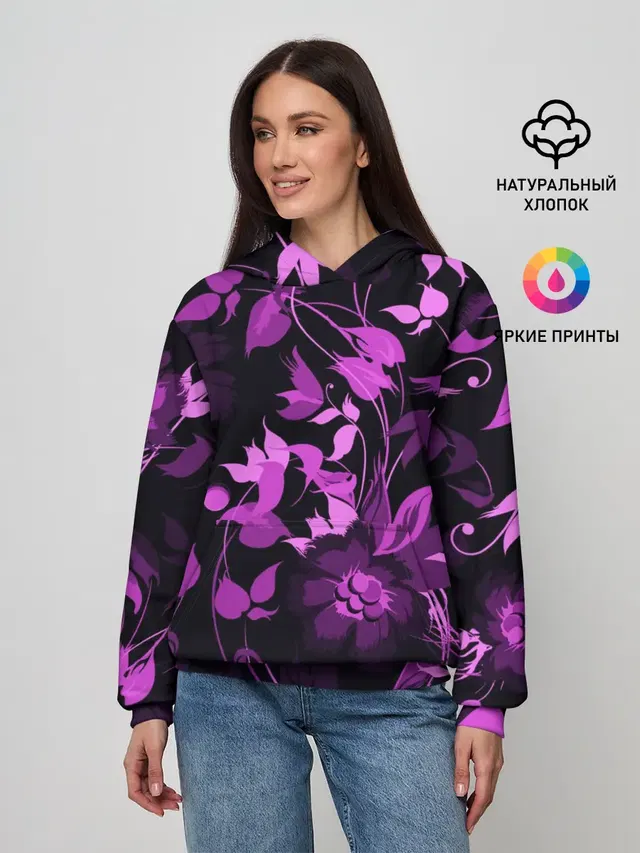 Женское худи с принтом «Цветы — Флора — Flora»