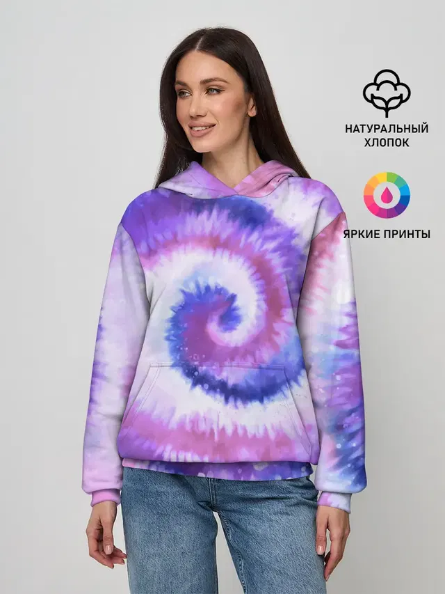 Женское худи с принтом «Tie-Dye — TIE-DYE PURPLE»