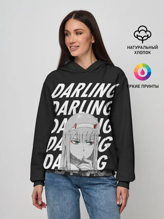 Женское худи с принтом «Daling Zero Two monochrome»