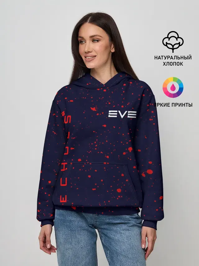 Женское худи с принтом «EVE online — EVE ECHOES — ИВ ЭХО»