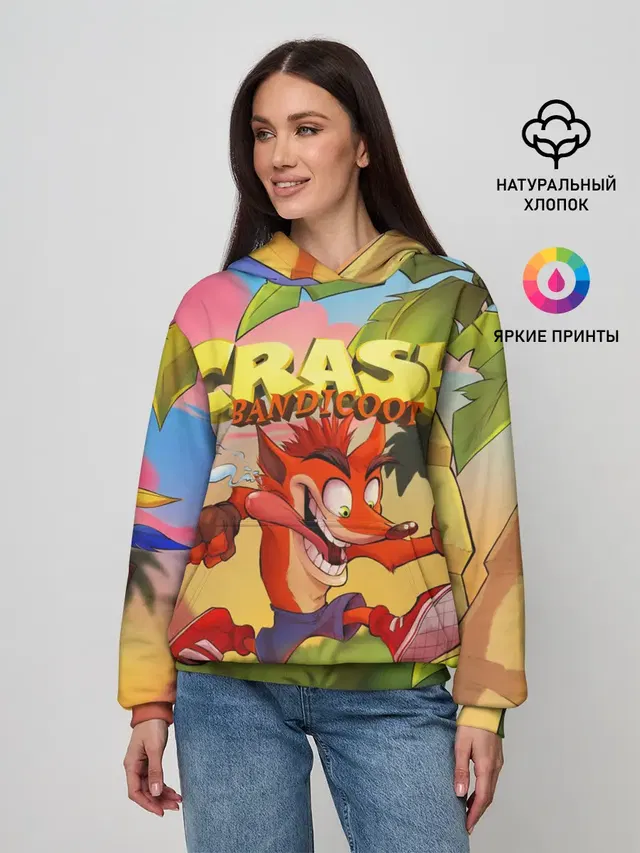 Женское худи с принтом «Crash Bandicoot»