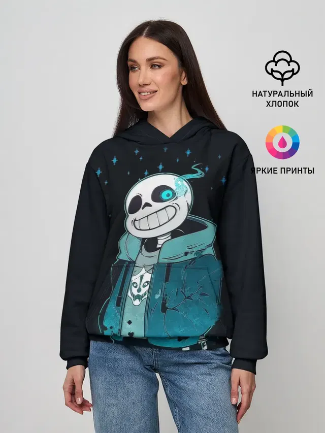 Женское худи с принтом «Андертейл — UNDERTALE SANS»