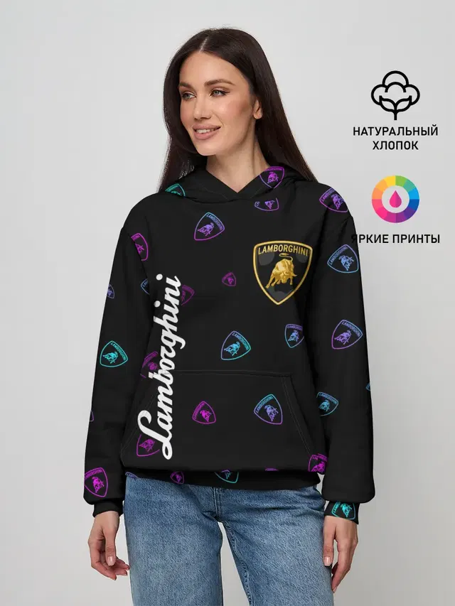 Женское худи с принтом «Lamborghini — Ламборгини»