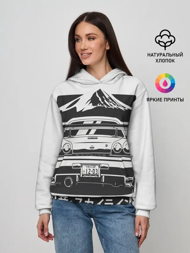 Женское худи с принтом «Skyline R 34»
