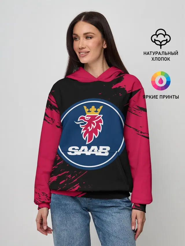 Женское худи с принтом «Saab»