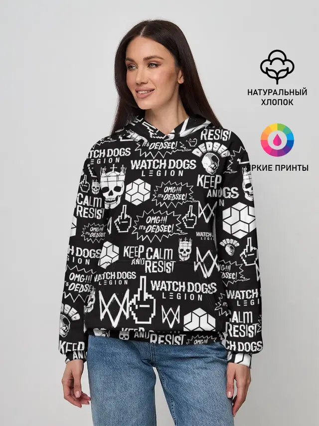 Женское худи с принтом «Watch Dogs 2 — WATCH DOGS LEGION»
