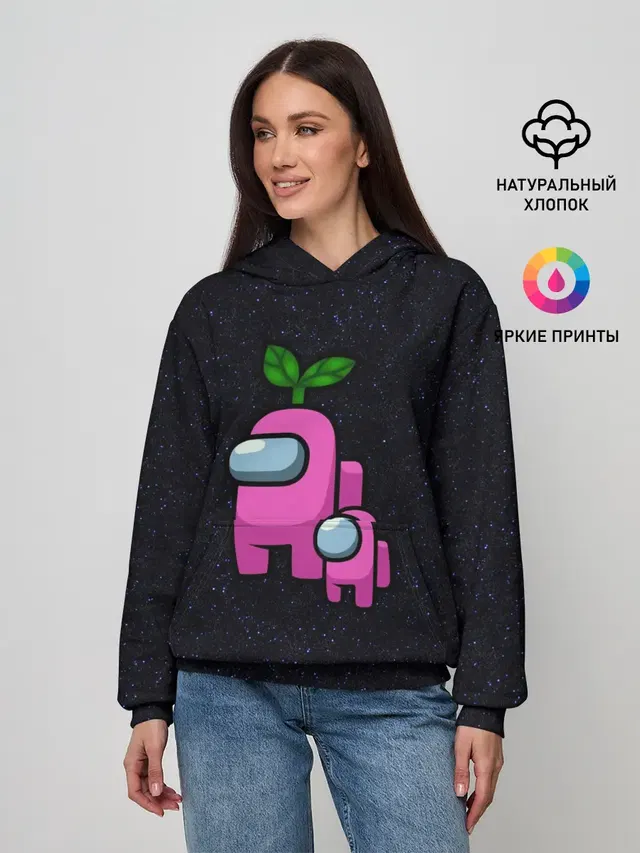 Женское худи с принтом «Among us Pink+ kid — Among us Pink+ kid Pink»