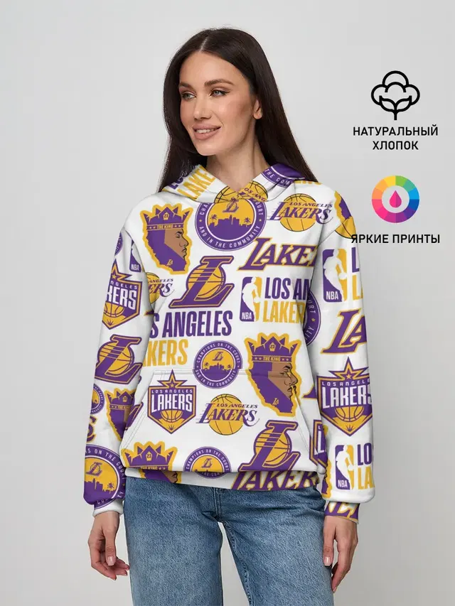 Женское худи с принтом «Лейкерс — LAKERS LOGO»