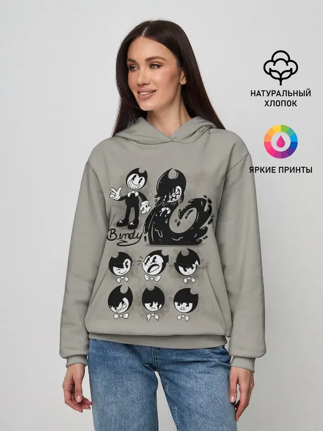 Женское худи с принтом «1930s cartoon style»