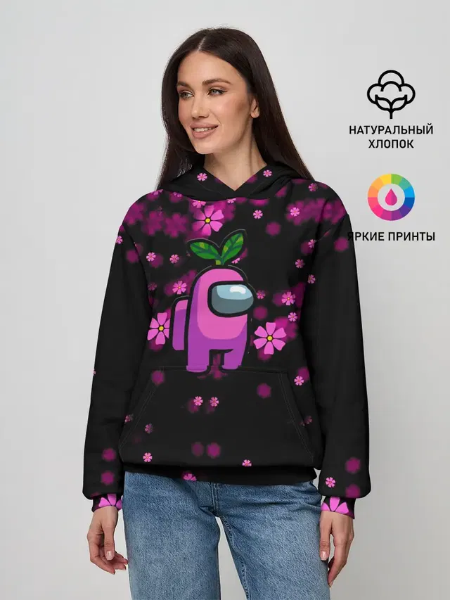 Женское худи с принтом «pink flowers»
