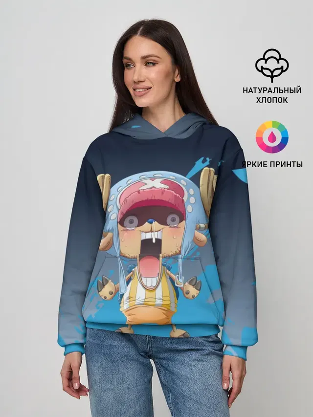 Женское худи с принтом «Ван Пис — One Piece. Тони Чоппер»