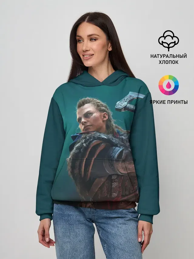 Женское худи с принтом «Eivor Varinsdottir — ASSASSINS CREED VALHALLA»